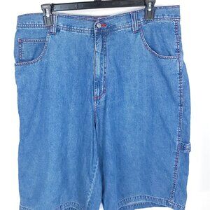 BQE Platinum Zip Fly Denim Carpenter Shorts Men's 42x14 Blue Distressed